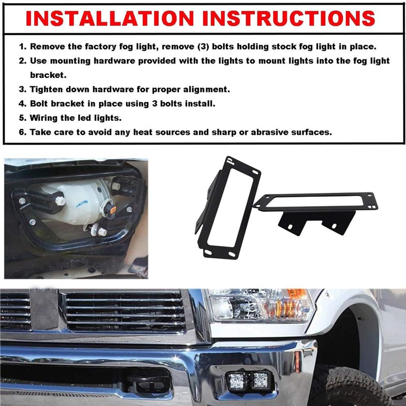 Upgrade Hidden Bumper Dually Fog Light Location Mounting Brackets Compatible