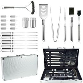 Arora Grilling Accessories, Grill Tools, BBQ Tools with Aluminum Carrying Case, Barbecue Tool Sets, 24-Piece