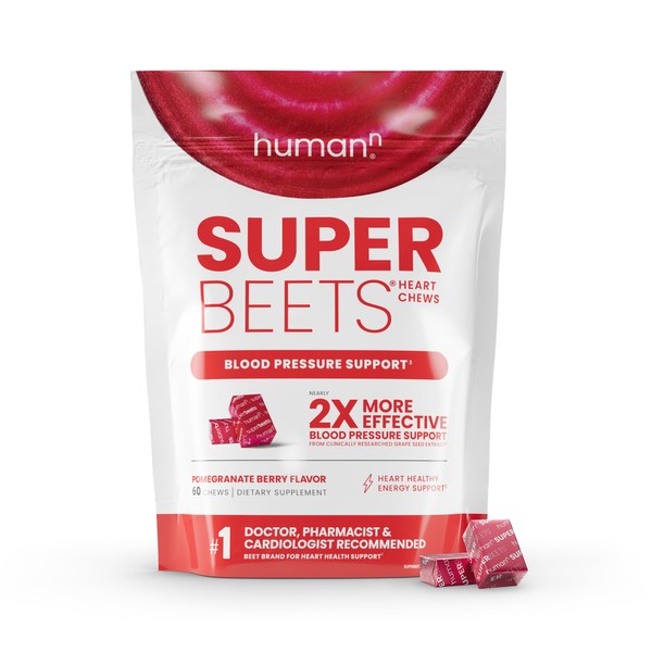 HumanN SuperBeets Heart Chews, Nitric Oxide and Blood Pressure Support,