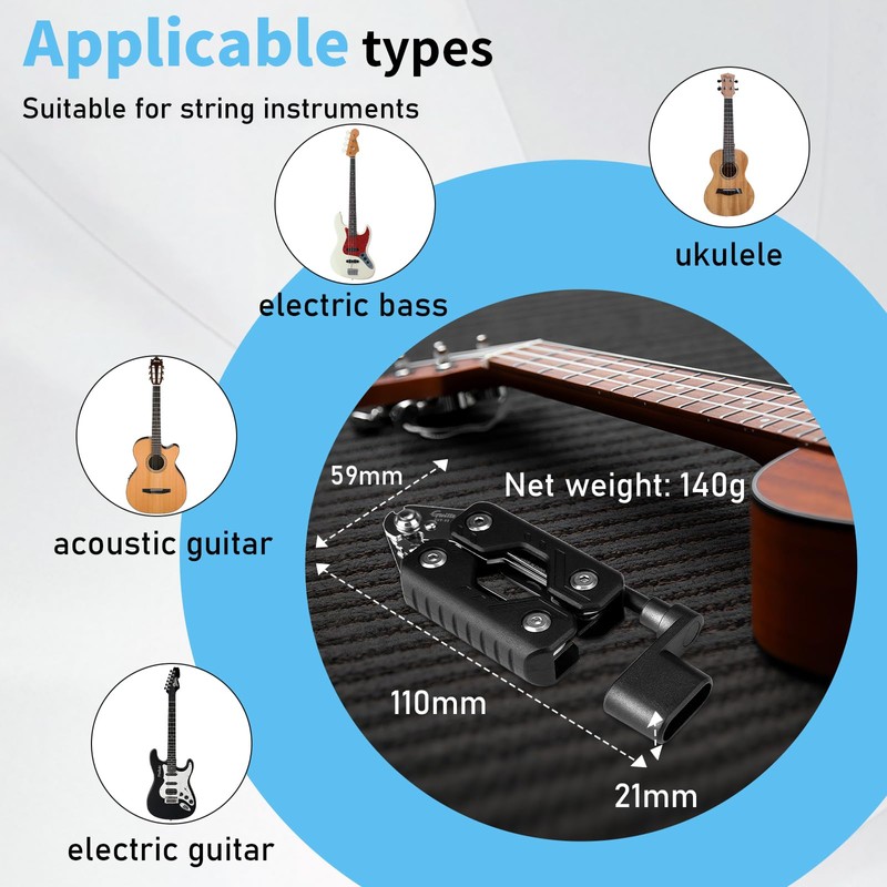 GUITTO Guitar String Winder Cutter, Bridge Pin Puller with 3
