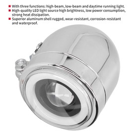 Faro Delantero LED Universal de 4,25 Pulgadas, DRL de Haz Alto y bajo Multifuncional Ojos de ángel con Estilo para Motocicletas Cruiser Choppers Bobber para Cafe Racer (Luz blanca y amarilla)