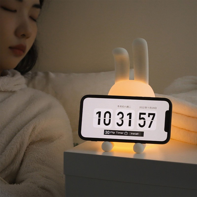Bunny Night Light Warm Light Timed Dimmable Folding Hanging Ear