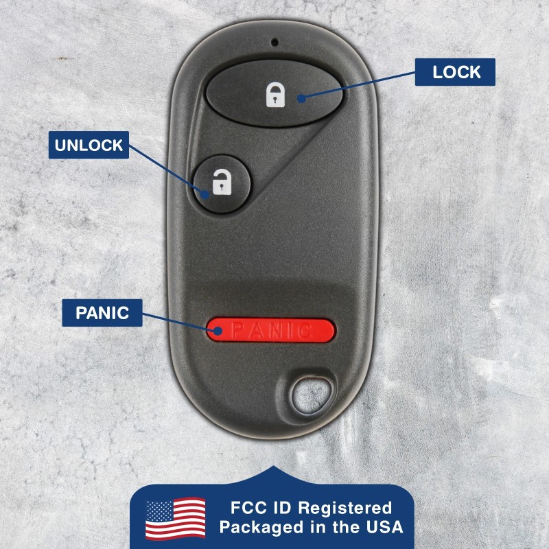 KeylessKing* Key Fob Remote for 2001-2007 Honda Civic Pilot 3-Button