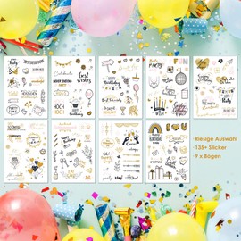 BIROYAL Sticker Birthday Sticker for Guest Book Birthday, Photo Album, Birthday Cards & Gifts | Birthday Decoration Full of Love for Adults and Children | Set: 135+ Designs on 9 Sheets