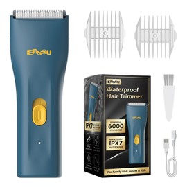 ENSSU Cordless Hair Clippers for Men - Waterproof Beard Trimmer with Ceramic Blade, Rechargeable Electric Hair Cutting Kit for Adults and Kids, Blue