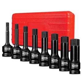 8 PCS 1/2 Inch Drive Allen Impact Socket Set, Metric Hex Socket 6 mm to 19 mm, Master Impact Grade Cr-Mo Steel with Heavy Duty Storage Case
