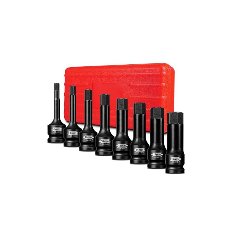 8 PCS 1/2 Inch Drive Allen Impact Socket Set, Metric
