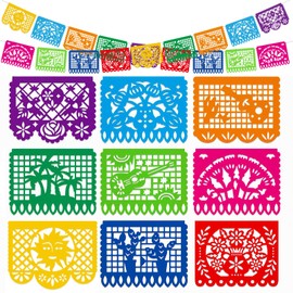 DomeStar Mexican Party Decoration, 18 Feet Plastic Papel Picado Fiesta Banner Cinco de Mayo Garland for Mexican Birthday Party Supplies