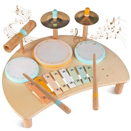 Toddlers Drum Set Toys for 1 Year Old Boy Girls,Baby Drum with Xylophone for Toddlers 1-3,Musical Instruments, Kids Wooden Montessori Toys for Babies, Christmas Birthday Gifts for Age 1 2 3+