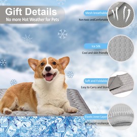 Cooling Mat for Dogs, Dog Blanket Cooling 100 x 70 cm, Non-Toxic Cold Gel Pad, Washable Self-Cooling Mat, Dog & Cat Pet Ice Mat, Cooling Pad, for Indoor and Outdoor Use, Crates, Beds and Hu