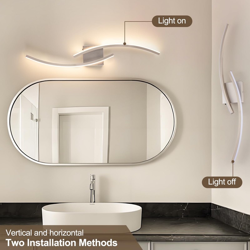Sovinzert Hardwired 3000~6000K Modern Wall Sconce, 31.5IN Silver LED Wall