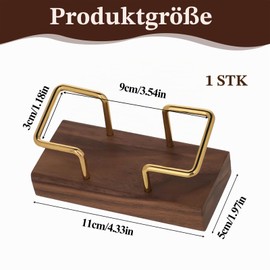 Sliverdew Walnut Wood and Brass Business Card Holder - Classic Business Card Stand for Desk and Office