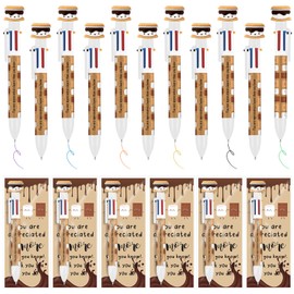Sayglossy 36 Sets S'more Marshmallow Appreciation Gifts Bulk 6 in 1 Multicolor Ballpoint Pen Funny Cute Inspirational Gifts with Positive Bookmark for Back to School Teacher Office Employee Coworker
