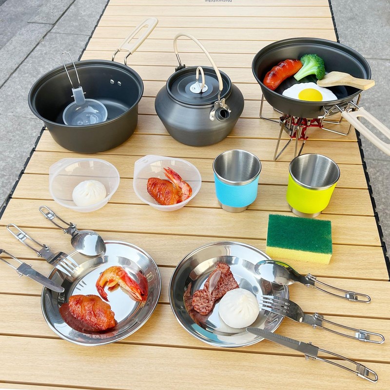 doorslay 23PCS Camping Cookware Kit for 2-3 People Hard Anodized
