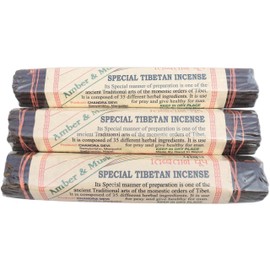 Pack of 3 Nepalese Herbal Incense Lord Buddha Goja Natural Herbal Sandalwood & Jasmine Amber & Musk Snow Lion (Amber/Musk 3 Pack)