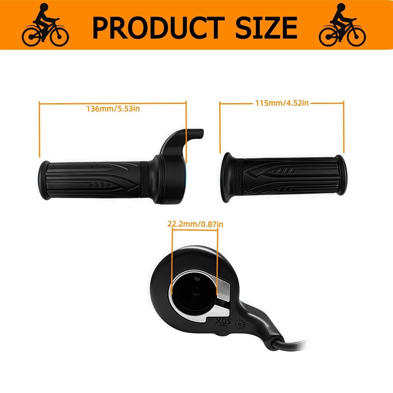 EBike Full Twist Throttle, 3 Pin EBike Throttle Grip with