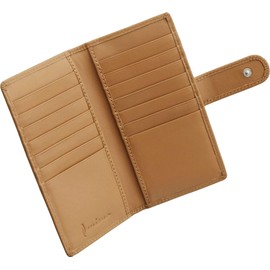 mieno Card Case, Large Capacity, Men's, Women's, Credit Card Slots, Genuine Leather, Bifold, Holds 14 Cards, Camel