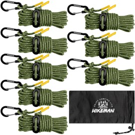 Guy Rope, Tarp Rope, Tent Rope, Camping Rope, Carabiner Included, 100% Nylon, High Load Capacity, 772.3 lbs (350 kg) or more, Reflective, Durable, Stylish, For Outdoor Use (Army Green, Diameter 0.2