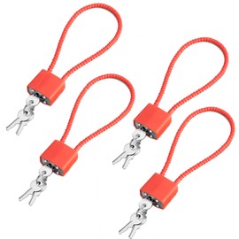 4 Pack Cable Padlock with Keys Alike,(1.3''/33mm) Wide Lock Body Heavy Duty Padlocks with 12Keys,Wire Rope Lock for Outdoor or Indoor for Gym Locker, Case, Backpack and Fence Red
