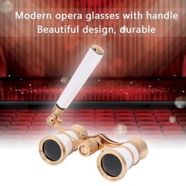 3X25 Opera Glasses Binoculars, Portable Theater Glasses Telescope, Mini Compact Binocular Lightweight with Handle for Adults Kids Women in Musical Concert(white)