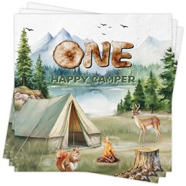 Camping Napkins Pack of 40 Camping Adventure Party Supplies Decoration for Campout Campfire Forest Hiking Camper Birthday Disposable Tableware