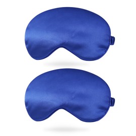 PATIKIL Silk Sleep Mask, 2 Pack Soft Satin Eye Protective Mask Blackout Eye Cover with Elastic Straps for Side Sleeping Women Men Travel, Blue