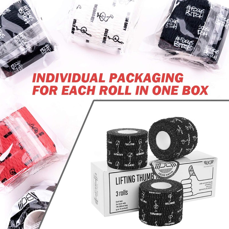 WARM BODY COLD MIND Premium Lifting Thumb Tape for Weightlifting,