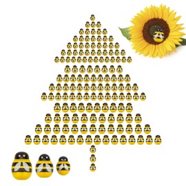 150PCS Tiny Bees Craft, 3 Size Self-Adhesive Embellishments Painted Small Bees Wood Bumble Bee Stickers for Scrapbooking Decoration and DIY Craft Birthday Party (150) (Yellow)