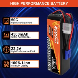 JUZUXI 22.2V Lipo Battery 4500mAh 6S 50C Rechargeable Lithium Polymer Battery with XH & EC5 Connector Compatible with RC Car RC Boat Quadcopter Helicopter Airplane RC Models (2 Packs)
