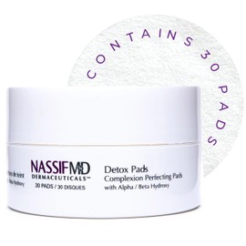 NassifMD Detox Pads Facial Radiance Pads, Glycolic Acid Pads, Face Exfoliating Pads Salicylic Acid Wipes, Facial Scrub Pads, BHA AHA Pads, Resurfacing Pads for Face (30 Count)