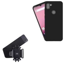 BoxWave Holster Compatible with Orbic Orbit Q10 4G - ActiveStretch Sport Armband, Adjustable Armband for Workout and Running - Jet Black