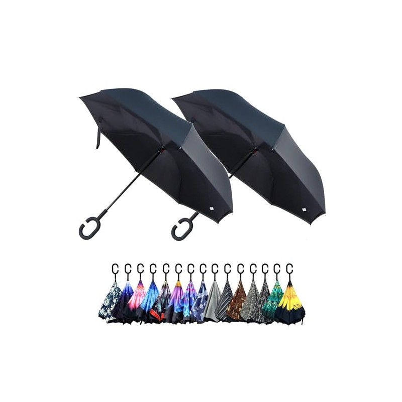 Parquet Yellow Flower Double Layer Inverted Umbrellas - C Shaped
