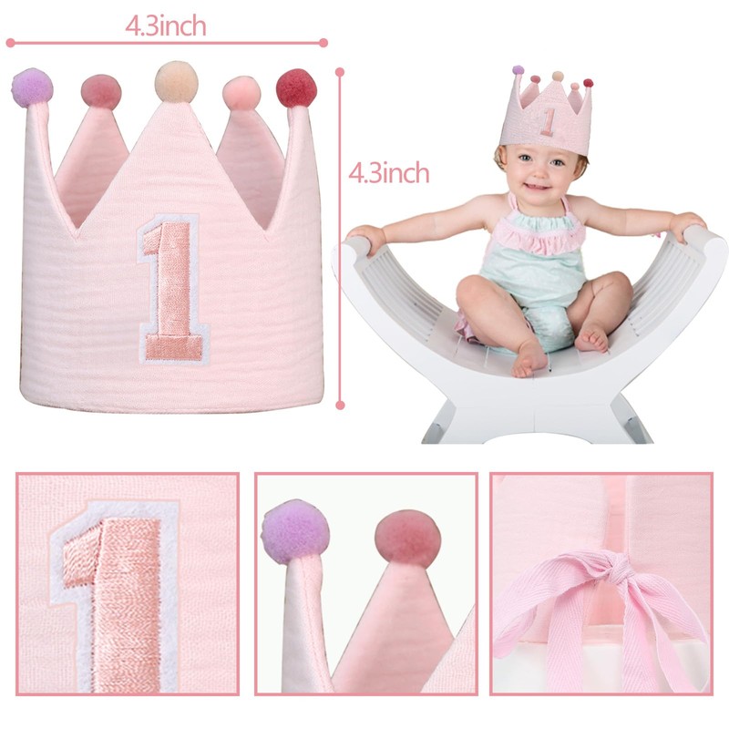 Decoración para fiesta de primer cumpleaños para bebé, color rosa