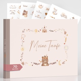 Christening Gift for Boys Girls Christening Book Memory Album My Christening Godchild Gift for Christening, Guest Book with Templates, High-Quality Christening Album with Sticker, Beautiful Gift from