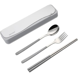 DEVICO Travel Utensils With Case, 18/8 Stainless Steel Camping Utensils, Reusable Portable Silverware Cutlery Set For Lunch Box, Include Fork Spoon Chopsticks