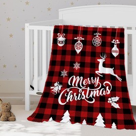 YeeJu Christmas Throw Blanket Baby Blanket Small Red Plaid Christmas Blanket for Toddler Swaddle Crib Stroller Soft Lightweight Fuzzy Plush Fleece Blankets and Throws Xmas Holiday Blanket 30x40