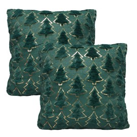 LAMEK Pack of 2 Christmas Tree Cushion Covers 45 x 45 cm Christmas Tree Cushion Cover Christmas Cushion without Saying Christmas Tree Decorative Sofa Cushion Christmas Decoration for Bedroom Living