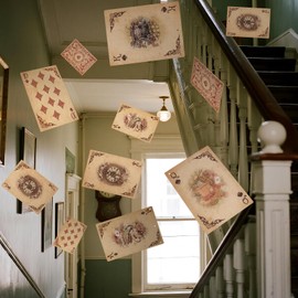 Soulchen 20 Pcs Retro Wonderland Tea Party Decoration 30 x 20 cm Retro Poker Cards Hanging Banner Wonderland Garland Background for Birthday Baby Shower Casino Poker Party Supplies