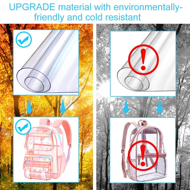 KLFVB 3PCS Clear Bookbag for Girls Heavy Duty, See Through
