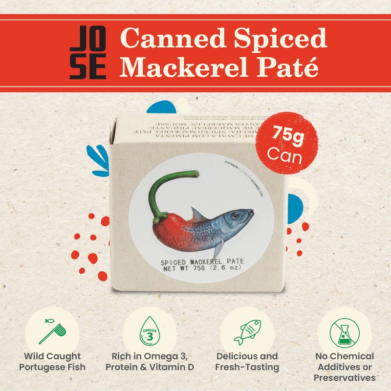 Canned Spiced Mackerel Paté by Jose Gourmet, Wild Caught Portuguese