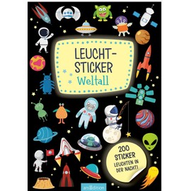Leucht-Sticker – Weltall: 200 Sticker leuchten in der Nacht! | Stickerheft mit nachtleuchtendem Spezialeffekt