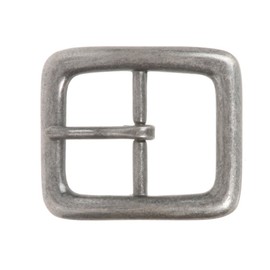 1 3/8" (35 mm) Nickel Free Single Prong Rectangular Center Bar Belt Buckle, Antique Silver