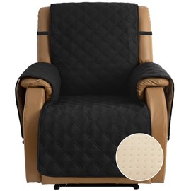 TOMORO Non-Slip Quilted Recliner Cover, 100% Waterproof Recliner Chair Slipcover Furniture Protector with Pockets, Washable Couch Cover with Elastic Straps for Kids and Pets，23 Inch