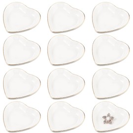 Shappy 24 Pcs Ceramic Ring Dish Bulk 4.5 in Small Jewelry Tray Porcelain Trinket Dish for Women Wedding Birthday Gifts(White,Heart)