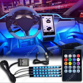 CHUSYYRAY RGB LED Glow Car Interior Lamp Under Dash Footwell Seats Inside Lighting USB