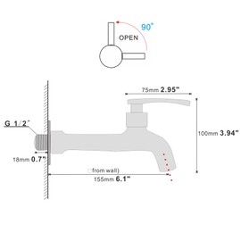 Brass Wall Mount Faucet Bathroom Kitchen Garden Hose Single Cold Water Tap G 1/2 inch Connection Black