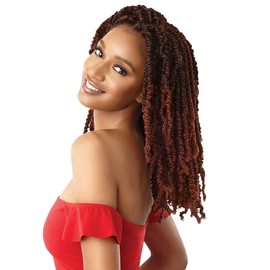 Outre X-Pression Twisted Up Medium Short Length Yaki Synthetic Hair Crochet Braid - WAVY BOMB TWIST 12” (CHAMBL)