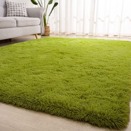 Kelarea Super Soft Shaggy Rug Fluffy Bedroom Carpets, 5x8 Feet Grass Green, Modern Indoor Fuzzy Plush Area Rugs for Living Room Dorm Home Decorative Kids Girls Children's Floor Rugs
