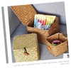 BUGUUYO 1pc Natural Seaweed Woven Storage Box Lid Square Desktop