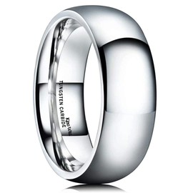 King Will Basic 2mm 4mm 6mm 8mm Tungsten Wedding Band Ring for Men Women Silver/Gunmetal/Black Domed High Polish Tungsten Carbide Ring Comfort Fit 4-15 - 8mm Silver Size 13.5